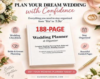 188-Page Wedding Planner & Organizer, Complete Checklist, Budget Tracker (Digital Download)