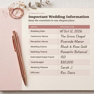 Wedding Planner PDF, Printable Wedding Planning Book, 186 Page Wedding Organizer, Engagement Gift, Bride Binder, Digital Download Checklist image 15