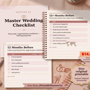 Wedding Planner PDF, Printable Wedding Planning Book, 186 Page Wedding Organizer, Engagement Gift, Bride Binder, Digital Download Checklist image 6