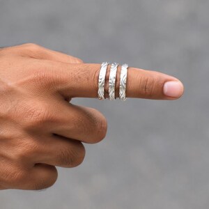 Men's Silver Ring Set, 3 Stackable Rings, Oxidized Silver Band Rings, Textured Rings, Boho Tribal Jewelry, Handmade Ring Gift