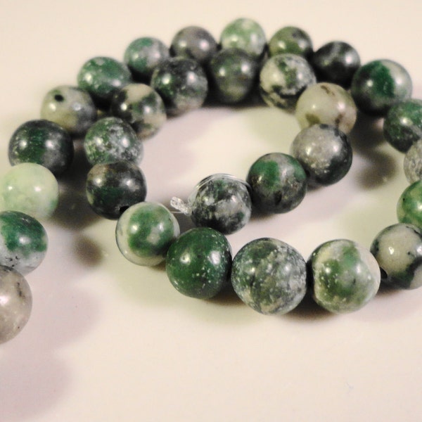 Tree Agate Rounds 6mm Natural Green Gemstone Beads on a 7 1/4 Inch Strand with 31 Beads