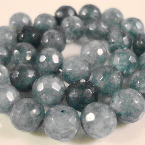 Aquamarine Gemstone Beads 6mm Faceted Round Blue Semiprecious Stone Beads (Dyed) on a 7 1/2 Inch Strand with 31 Beads