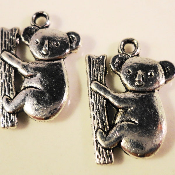 Silver Koala Charms 19x14mm Antique Silver Tone Metal Koala Bear Charms, Animal Charm Koala Pendant Jewelry Findings Craft Supplies 10pcs