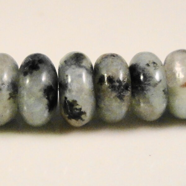 Jasper Rondelle Gemstones 8x4mm Kiwi Jasper Green Gemstone Rondelle Beads on an 8 Inch Strand with 50 Beads
