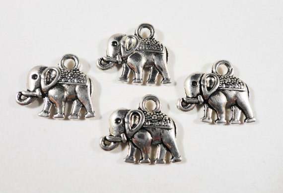 40pcs mini elephant silver tone 2 sided elephant charm pendant 11x8mm