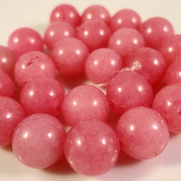 Pink Jade Gemstones 8mm Round Pink (Dyed) Gemstone Beads on a 7 3/4 Inch Strand with 24 Beads