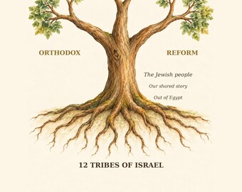 Jewish Family Tree Printable | Orthodox Conservative Reform Chart | One People Many Branches | Digital Download