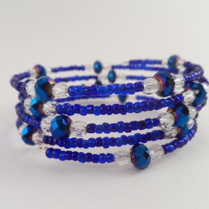 Iridescent Blue and Clear Memory Wire Bracelet image 3
