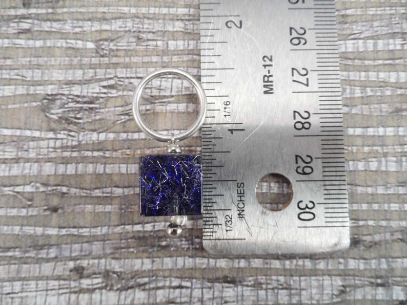 Purple and Silver Captured Fiber and Resin Stitch Markers Set of 4 image 2