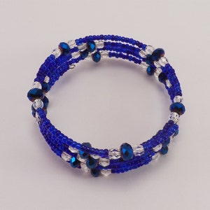 Iridescent Blue and Clear Memory Wire Bracelet image 4