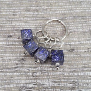 Purple and Silver Captured Fiber and Resin Stitch Markers Set of 4 image 4