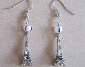 balloon fiesta Eiffel Tower Paris World Expo MATTE Pewter Oxidized ANTIQUE SILVER Earrings