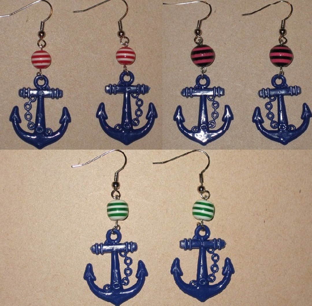 Bluebubble Sailor Jerry Star Earrings – Nautical Resin Dangles, Silver Plated