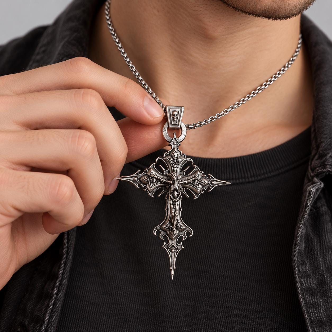 Skull Cross Necklace - Etsy