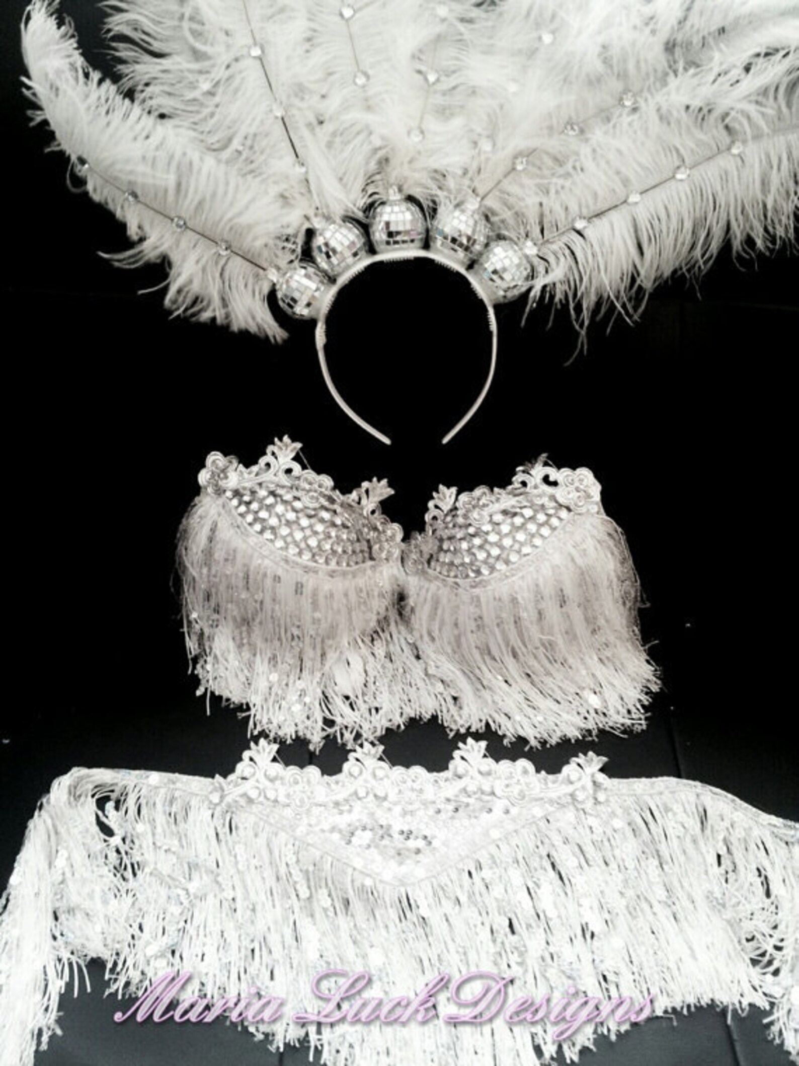 Sexy white Vegas Showgirl costume with ostrich feather & Etsy