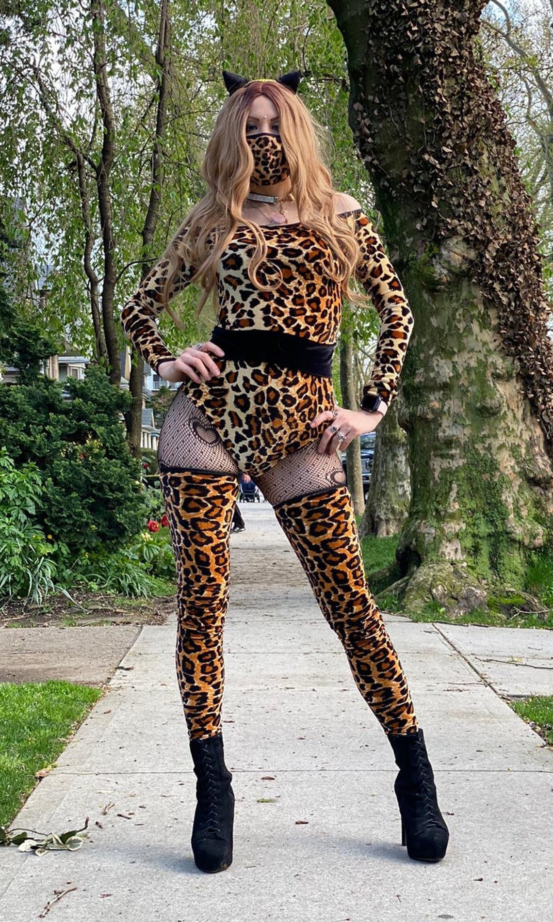 Cheetah Print velvet Halloween catsuit bodysuit leotard outfit | Etsy