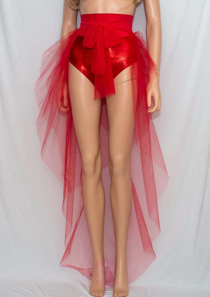 red mesh maxi skirt