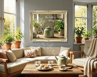 Tea Kettle Wall Art | Tea Lover | Cozy Kitchen Decor | Digital Download | Kitchen Decor Printable | House Warming Gift | Kettle of Tea | Tea