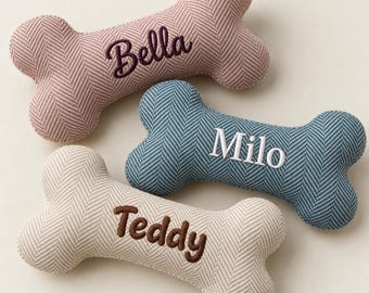 Op maat geborduurd hondenspeeltje in de vorm van een bot, gepersonaliseerd huisdierspeeltje, speeltje met huisdiernaam, kraamcadeau voor een puppy, cadeau voor hondenmoeder, kerstcadeau voor een hond