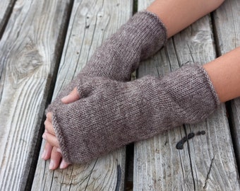 Mohair hand warmers, Natural beige arm warmers, brown gloves sleeves, Long arm warmers, Loose fingerless gloves, Oversized mohair gloves