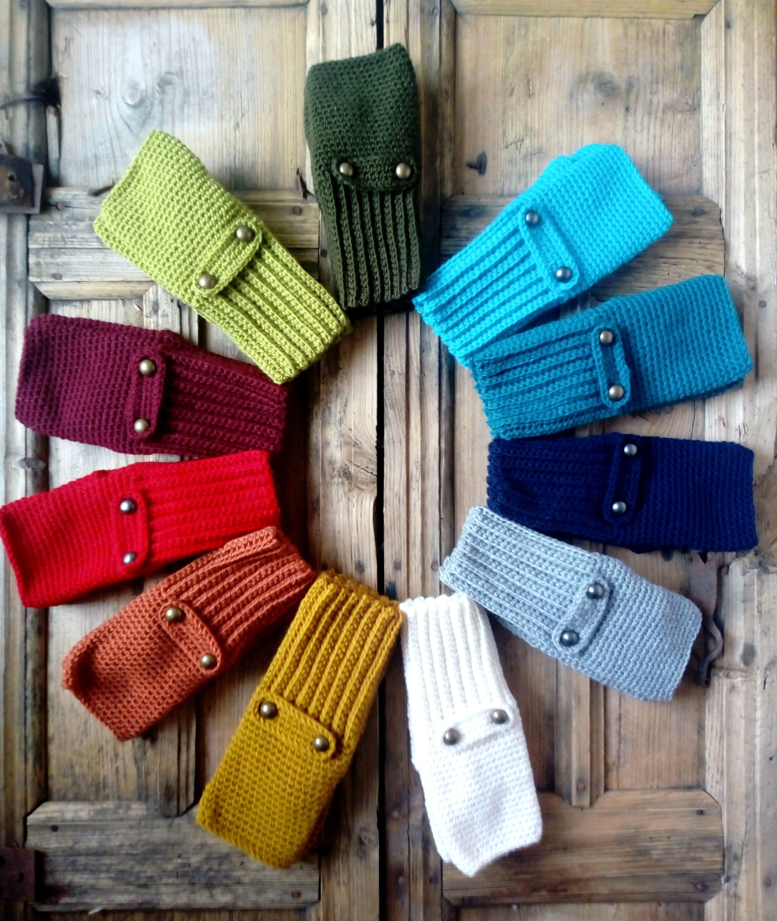 Negro//Gris MELLIEX 2 Pares Guantes sin Dedos Mitones Manoplas de Punto de Invierno Calentadores de Muñecas para Hombres y Mujeres