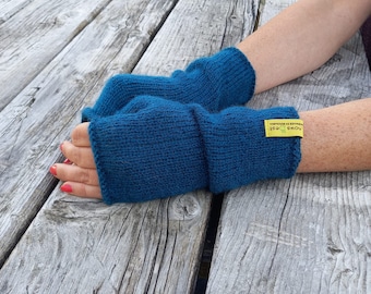 Mohair arm warmers, oversized sleeves, teal blue gloves, wool fingerless gloves, woman winter gloves, romantic gift for her