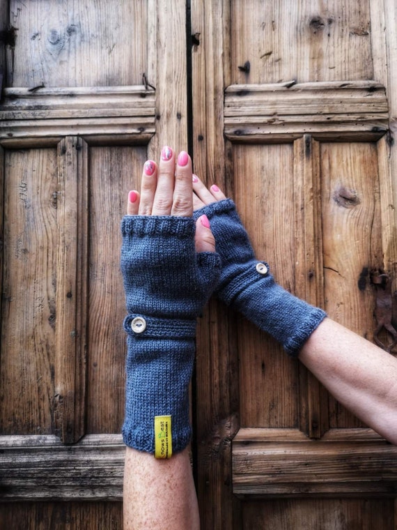 alpaca wool fingerless mittens