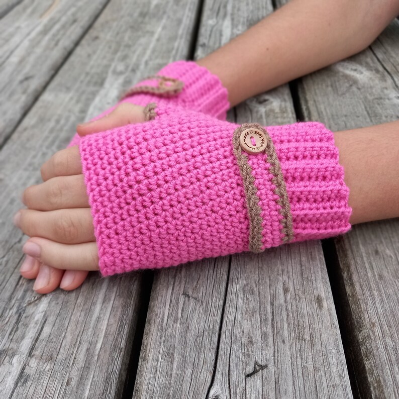 Pink Fingerless Gloves Hand Knit Women's Mittens Wool Hand Warmers Gift for Her 