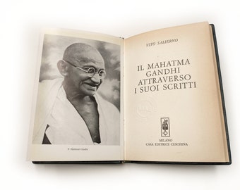 Mahatma Gandhi - attraverso i suoi scritti, foto d'epoca, Vito Salierno, libro in pelle, da collezione 1969