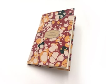 Mini Travel Journal, red marbled paper - the perfect gift for travellers