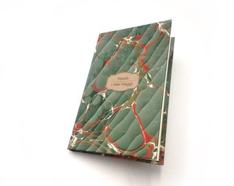 Mini Travel Journal, green marbled paper - the perfect gift for travellers