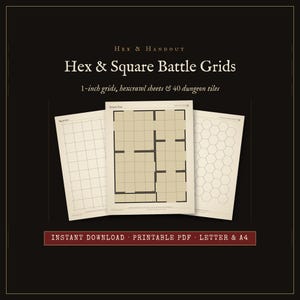 1-Inch Hex & Square Battle Grids - TTRPG Dungeon Tiles (Digital Download)