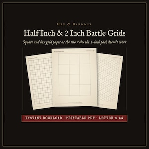 Half Inch & 2 Inch Battle Grid Paper - Hex and Square TTRPG Maps (Digital Download)