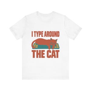 Cat on Keyboard Shirt, Unisex Graphic Tee, Gift for Cat Owners Who Work at a Computer