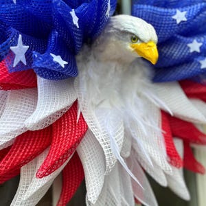 Patriotic “Eagle in Flight” Wreath for All Occasions: Memorial Day, Veterans Day, 4th of July, Memorial Services; Front Door Decor,Americana