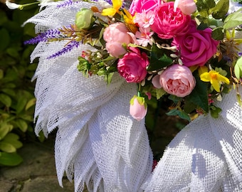 Memorial Angel Wings Wreath, Graveside Remembrance Decor, White Angel Wing Funeral Wreath, Sympathy Gift Front Door Decor