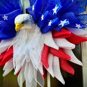 Patriotic Wreath, Eagle Wreath for All Occasions: Memorial Day, Veterans Day, 4th of July, Memorial Services; Front Door Decor,Americana