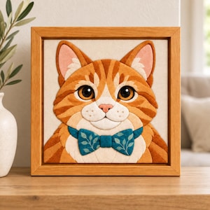 Katzen-Kinusaiga-Bastelset, individuelles Haustierporträt, Stoffkunst ohne Nähen, Geschenk für Katzenliebhaber