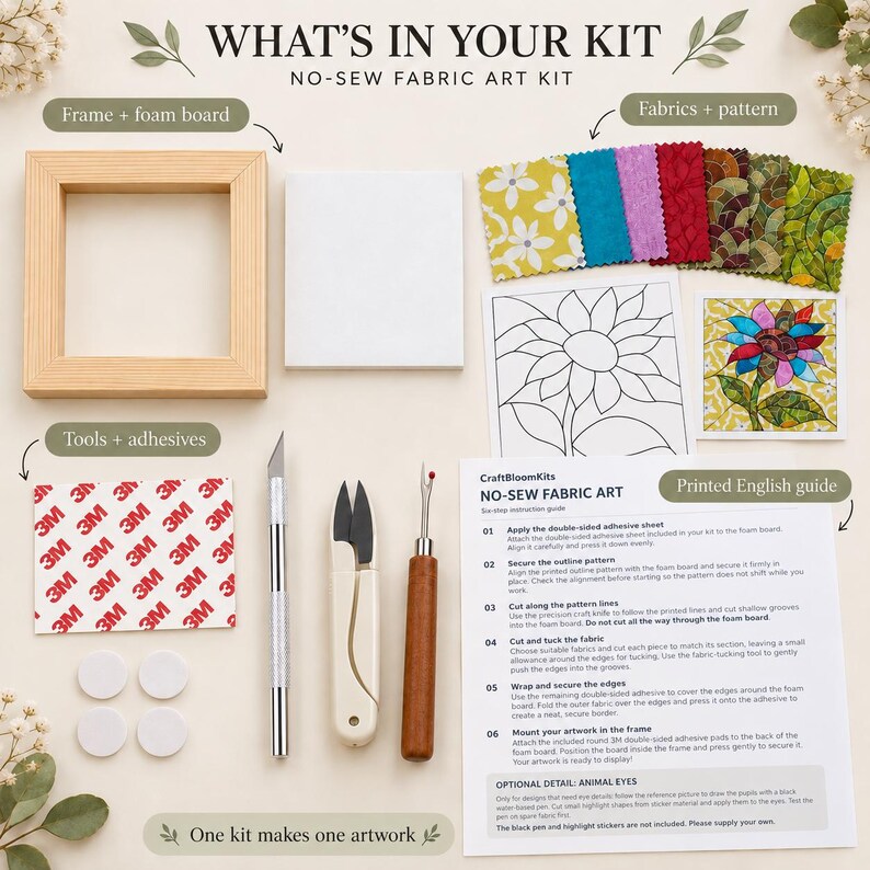 Retro Seam Ripper Colorful Flower Kinusaiga Kit, No-sew Fabric Art With 15 Cm Frame - Etsy