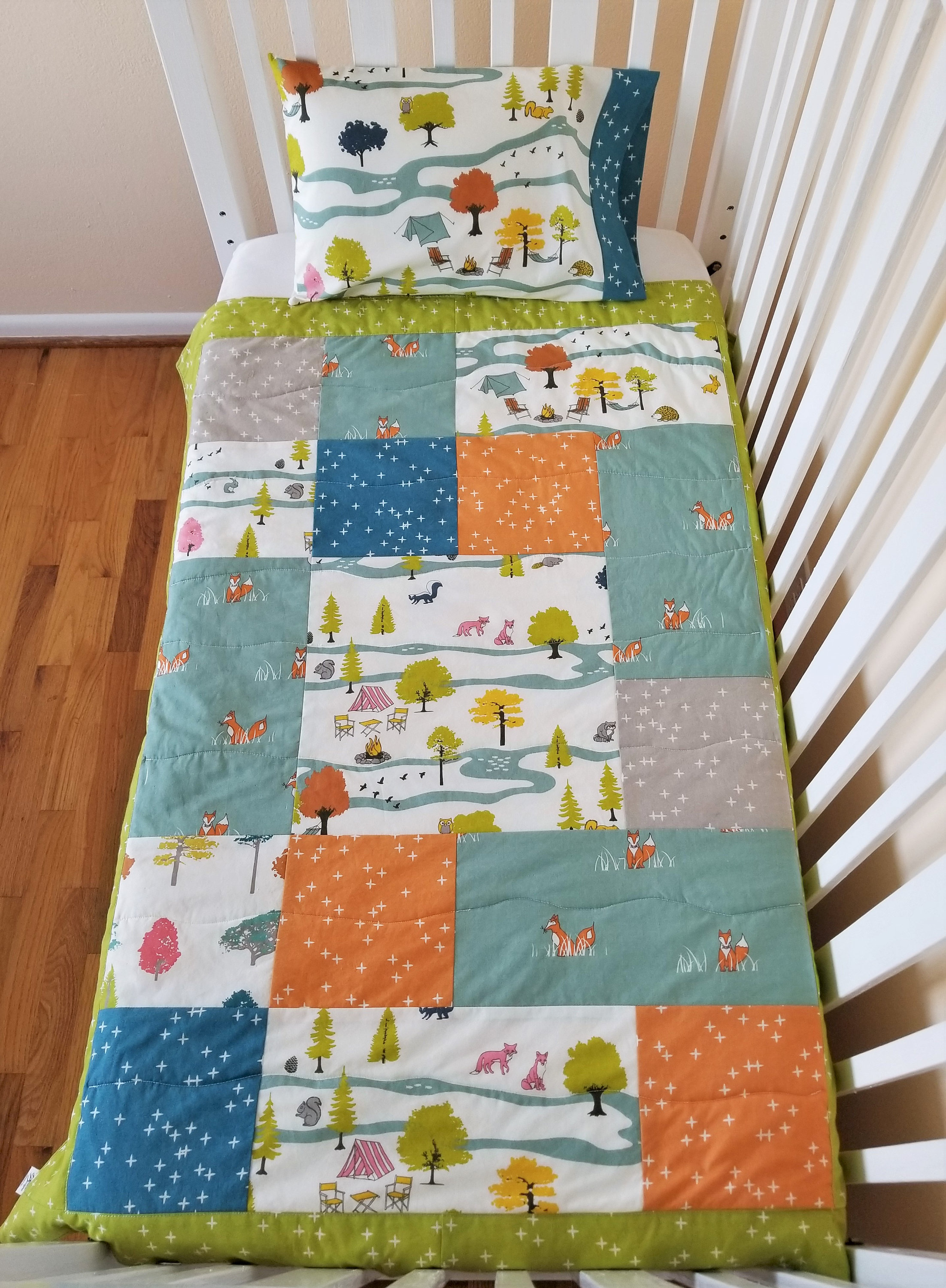 organic baby quilt organic toddler quilt woodland