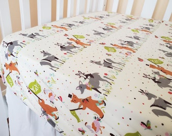 Woodland Animal Crib Sheet, Organic Toddler Sheet
