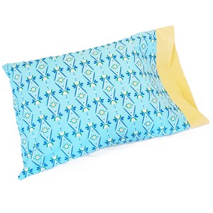 Vintage Style Floral Pillowcase in Organic Cotton on Blue or Green Background
