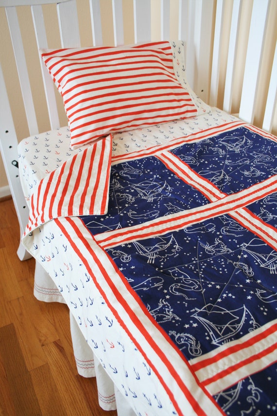 Organic Baby Quilt Boy Organic Toddler Quilt Nautical Etsy