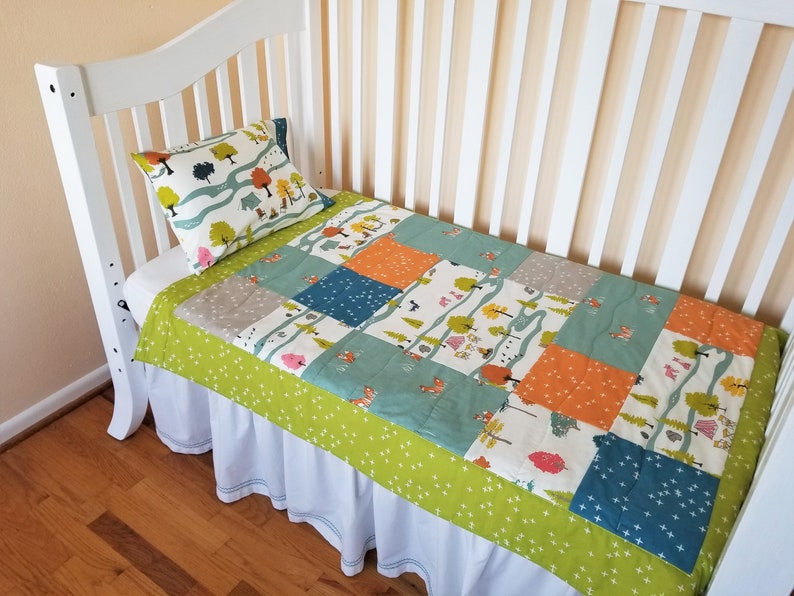 Organic Baby Quilt Organic Toddler Quilt Woodland Modern Etsy