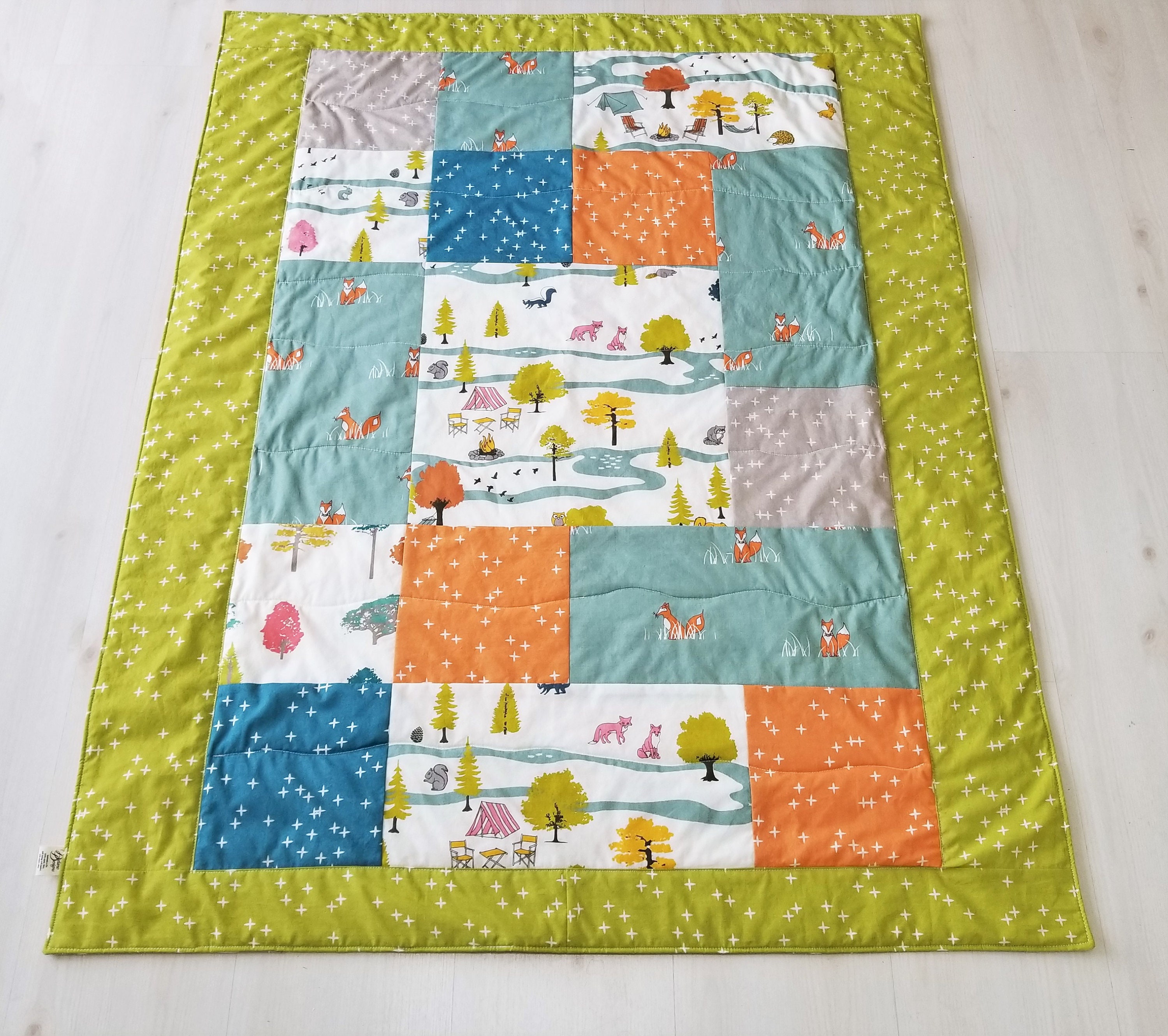 Organic Baby Quilt Organic Toddler Quilt Woodland Modern Etsy