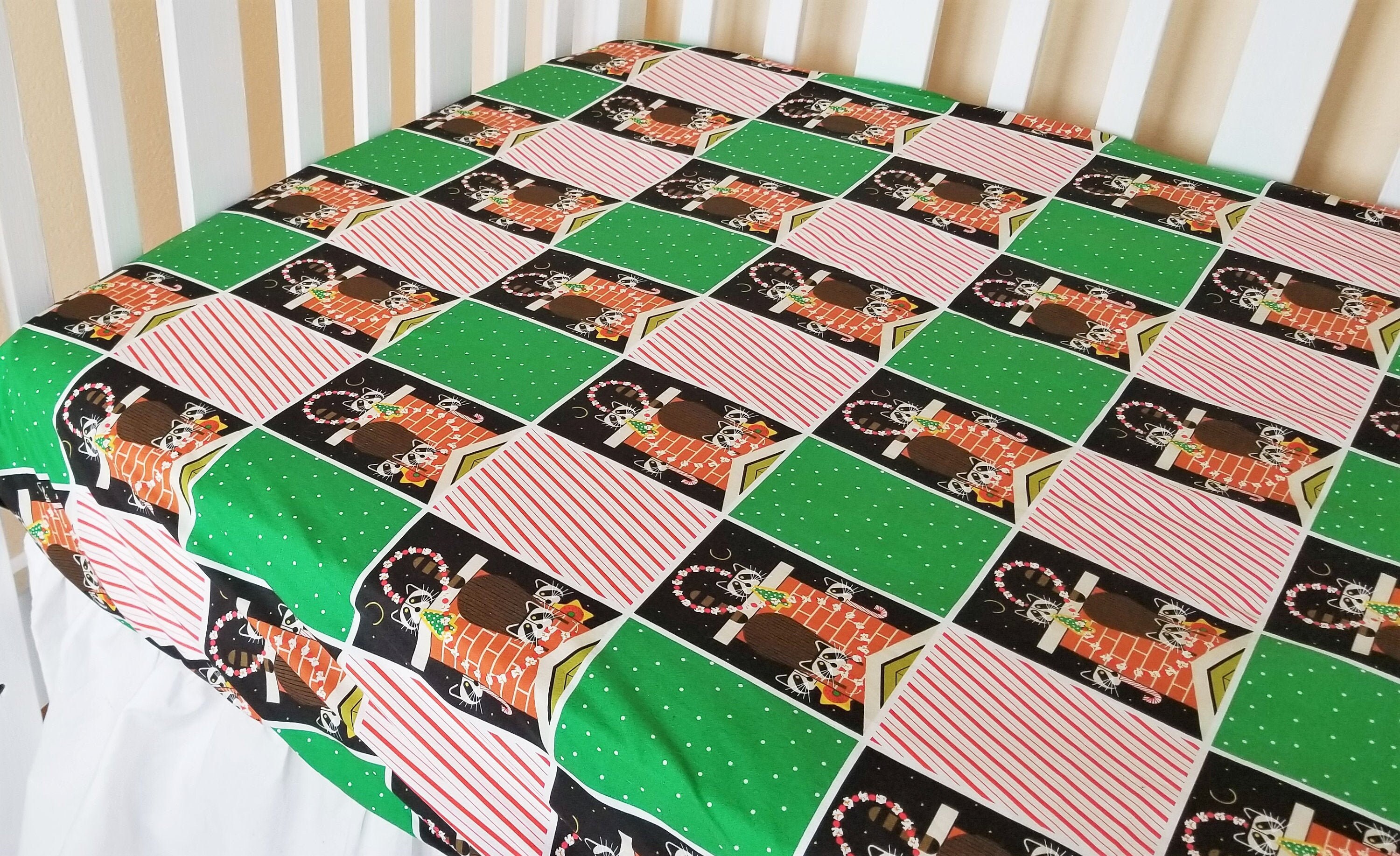 Holiday Crib Sheet Organic Cotton Vintage Holiday Charley Etsy