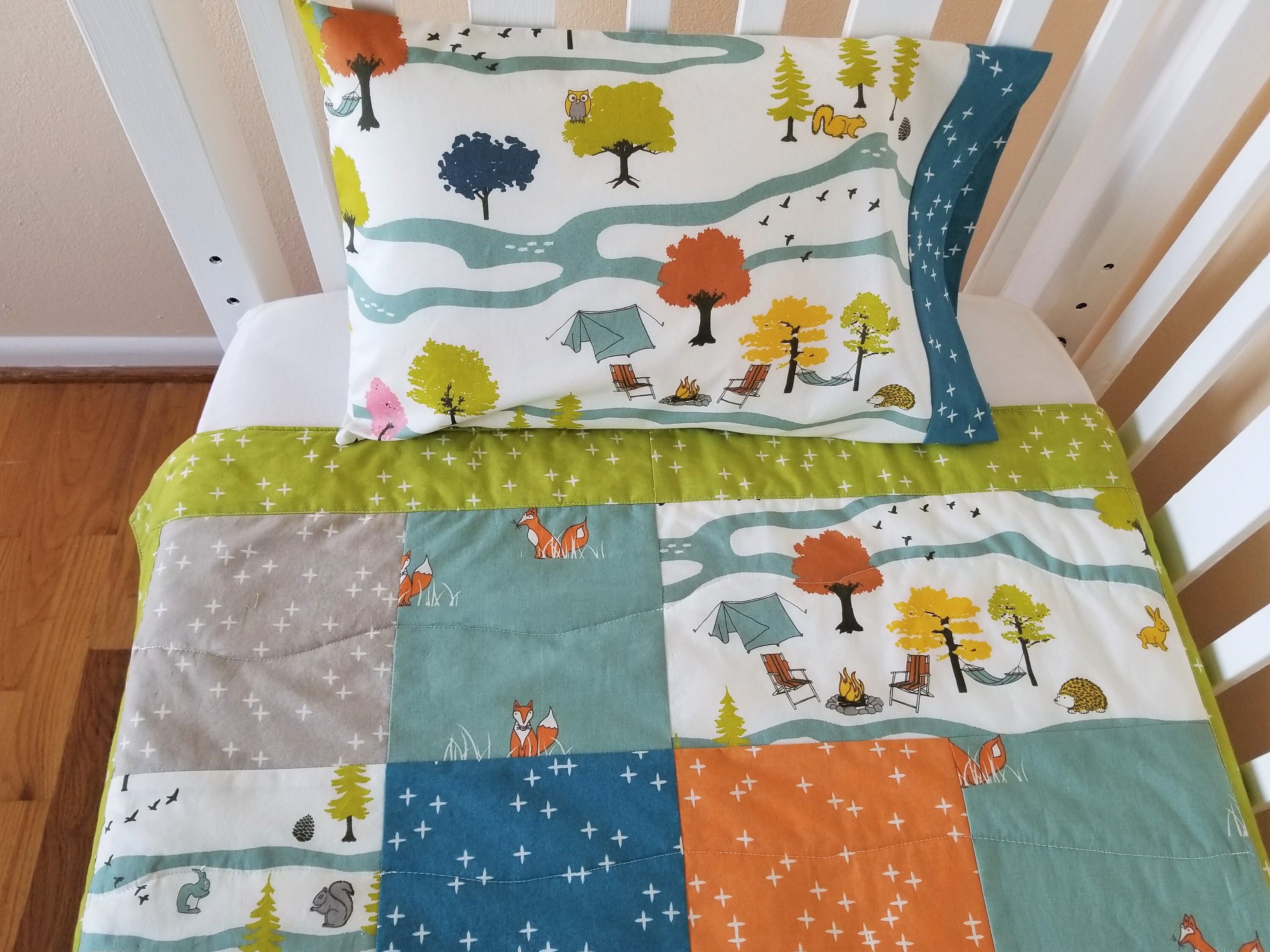 Organic Baby Quilt Organic Toddler Quilt Woodland Modern Etsy