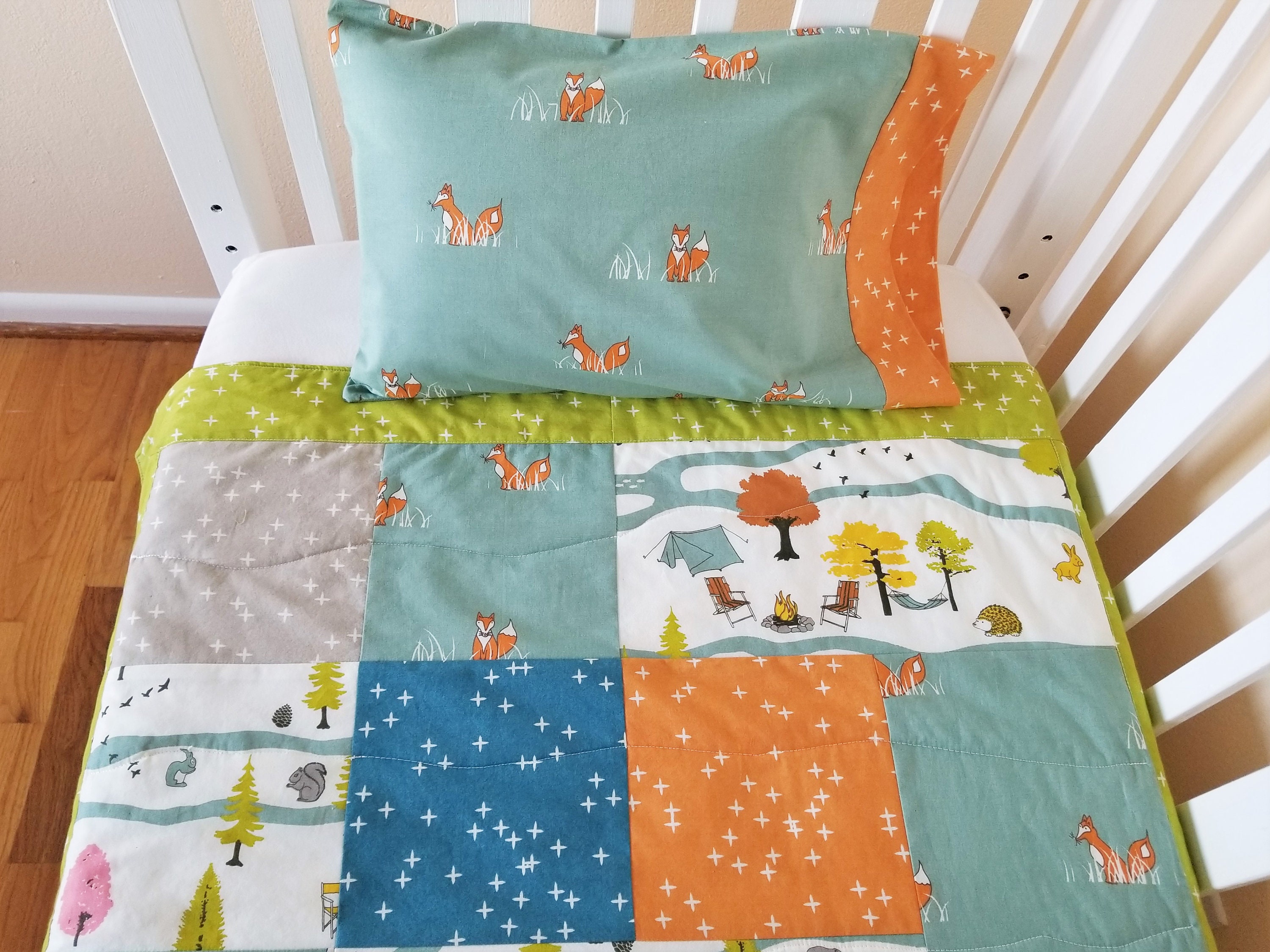 Organic Baby Quilt Organic Toddler Quilt Woodland Modern Etsy