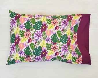 Organic Pillowcase, Organic Cotton Pillowcase, Floral Pillowcase, Purple