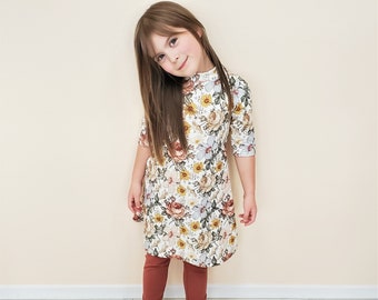 Floral Dress for Girls in Organic Cotton, Toddler Floral Dress